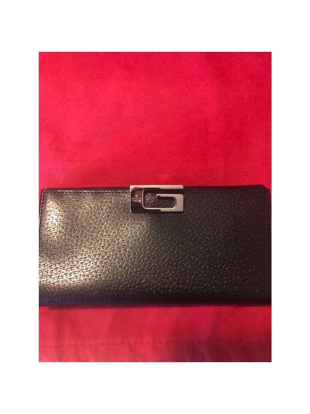 GUCCI Vintage G Clasp Lambskin Leather Long Wallet, Authentic , Vintage